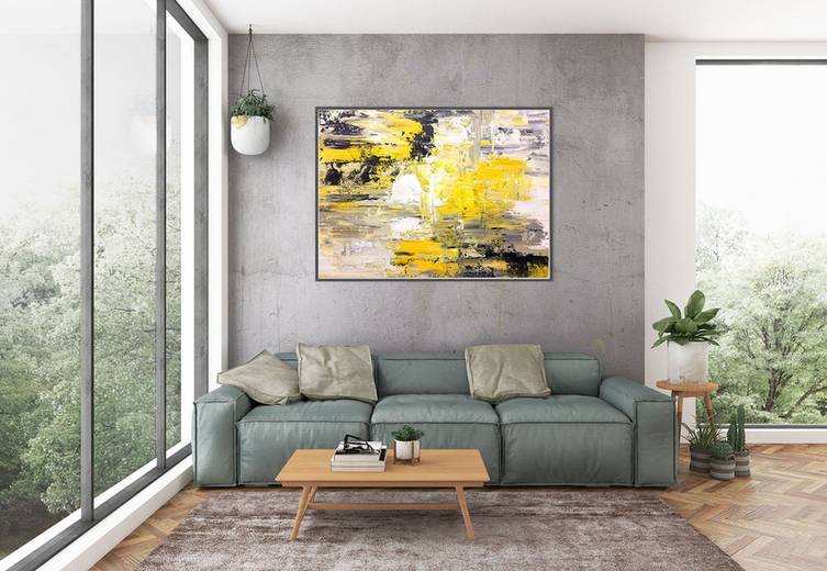 White Hand-painted Contemporary Abstract Canvas Wall Art MM2G4